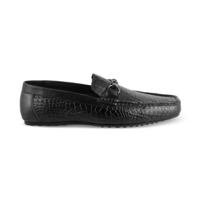 The Croter Black Men's Textured Leather Loafers Tresmode - Tresmode