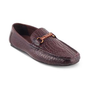 The Croter Brown Men's Textured Leather Loafers Tresmode - Tresmode