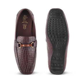 The Croter Brown Men's Textured Leather Loafers Tresmode - Tresmode
