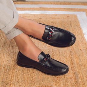 The Csteal Black Men's Leather Driving Loafers Tresmode - Tresmode