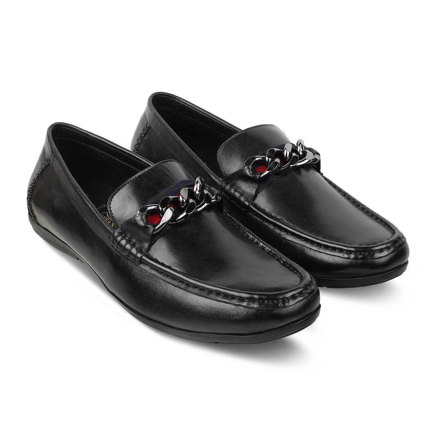 The Csteal Black Men's Leather Driving Loafers Tresmode - Tresmode