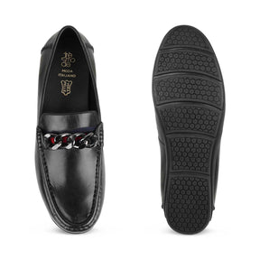 The Csteal Black Men's Leather Driving Loafers Tresmode - Tresmode