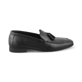 The Cytas Black Men's Leather Tassel Loafers Tresmode - Tresmode