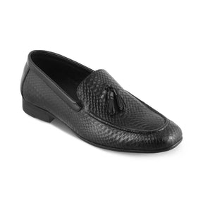 The Cytas Black Men's Leather Tassel Loafers Tresmode - Tresmode