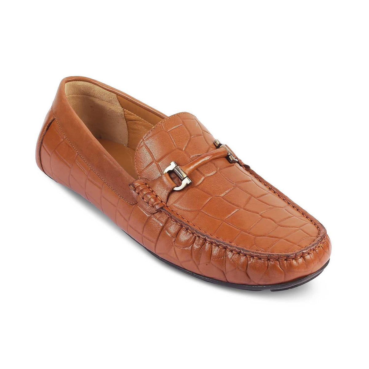 The Docks Tan Men's Leather Driving Loafers Tresmode - Tresmode