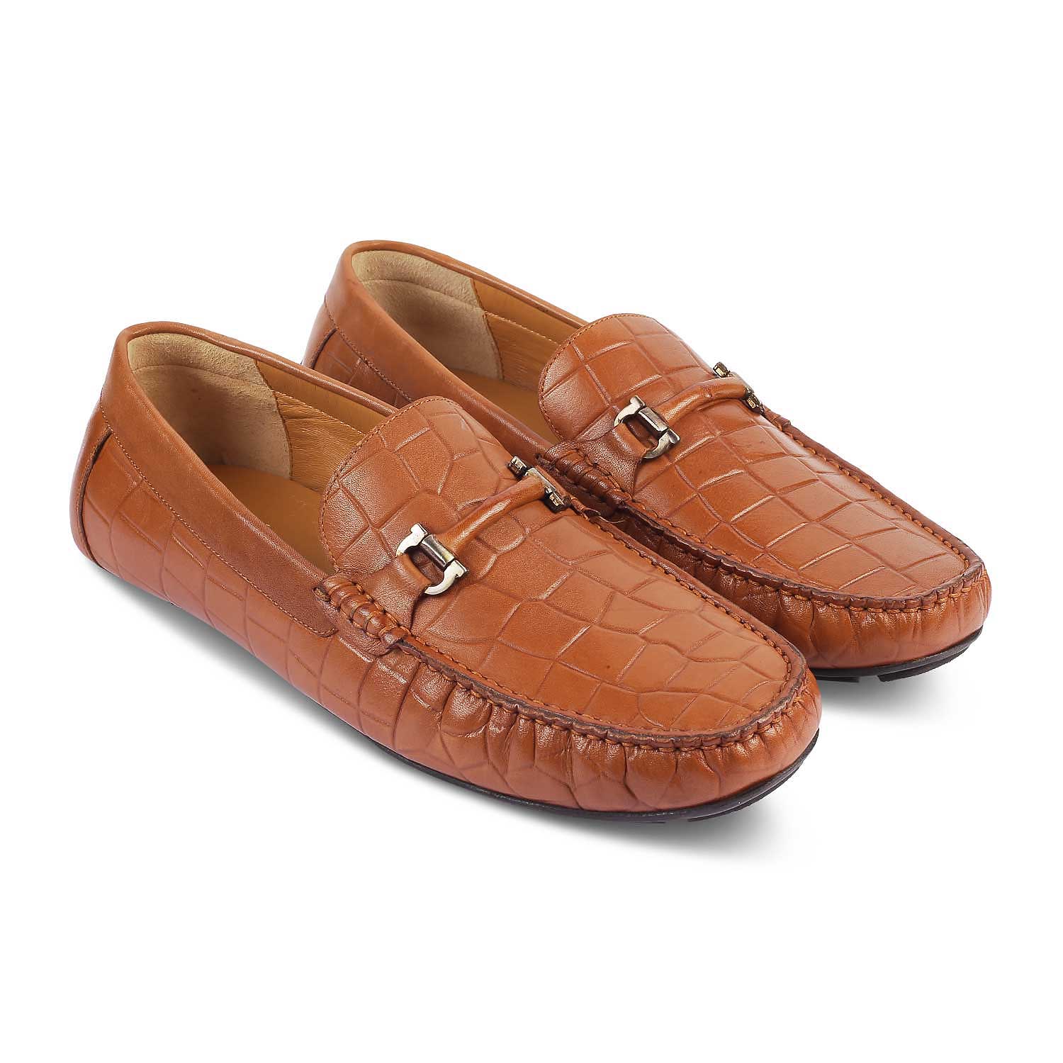 The Docks Tan Men's Leather Driving Loafers Tresmode - Tresmode