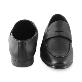 The Douce Black Men's Leather Penny Loafers Tresmode - Tresmode