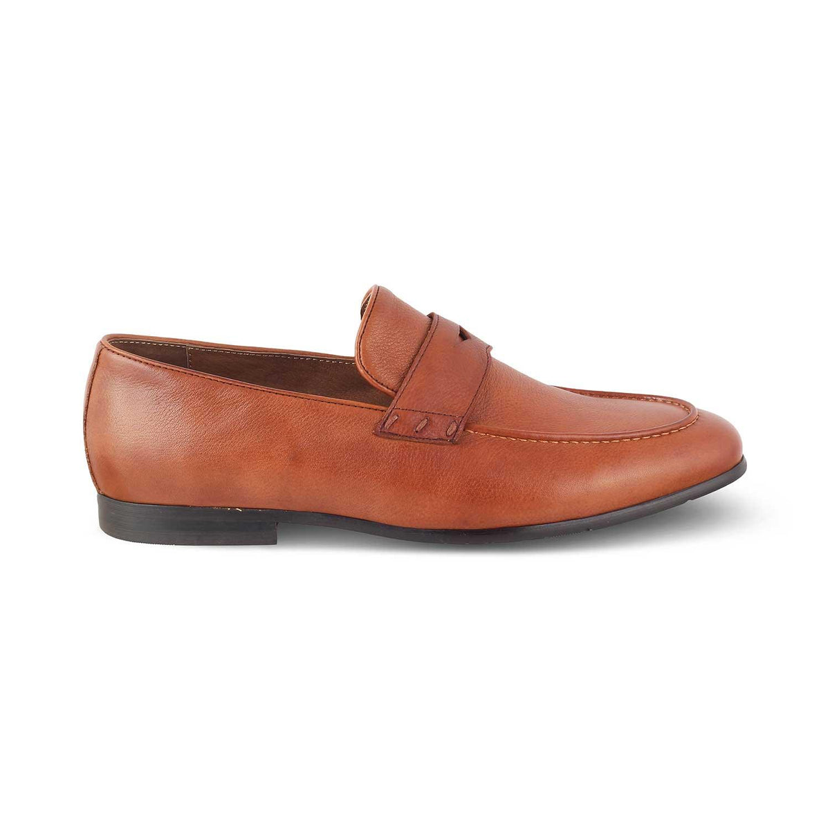 The Douce Tan Men's Leather Penny Loafers Tresmode - Tresmode