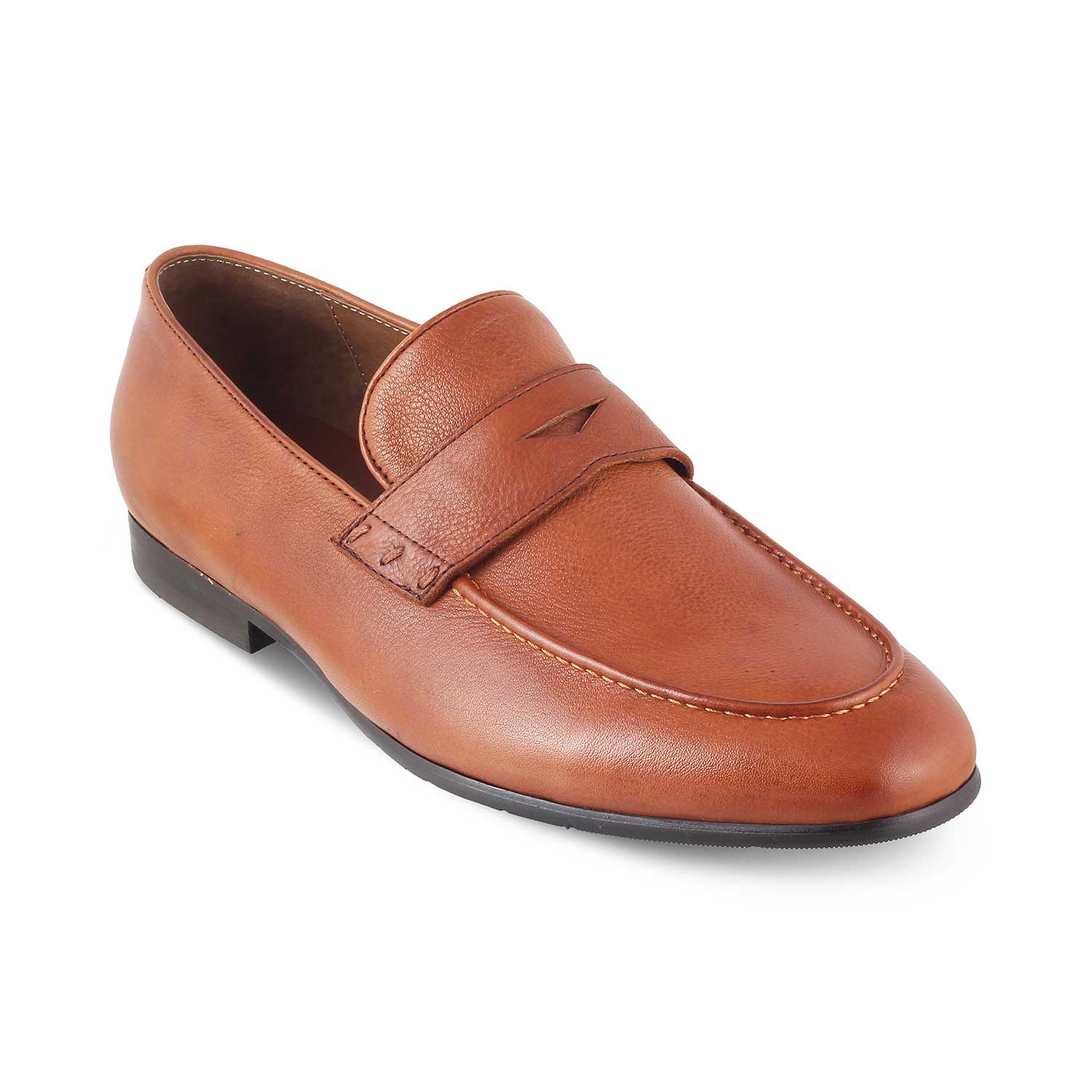 The Douce Tan Men's Leather Penny Loafers Tresmode - Tresmode