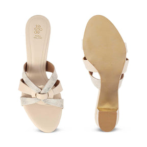 The Elche Beige Women's Dress Block Heel Sandals Tresmode - Tresmode