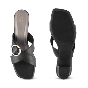 The Glide Black Women's Dress Block Heel Sandals Tresmode - Tresmode