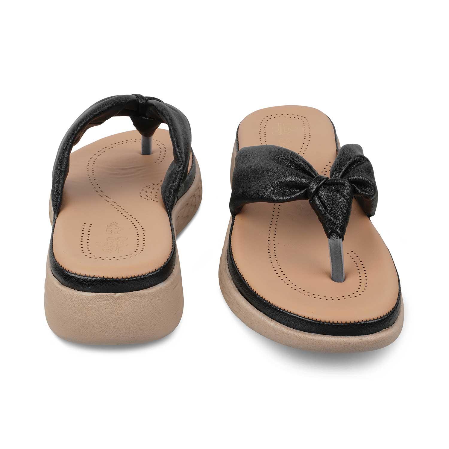 The Habi Black Women's Casual Wedge Sandals Tresmode - Tresmode