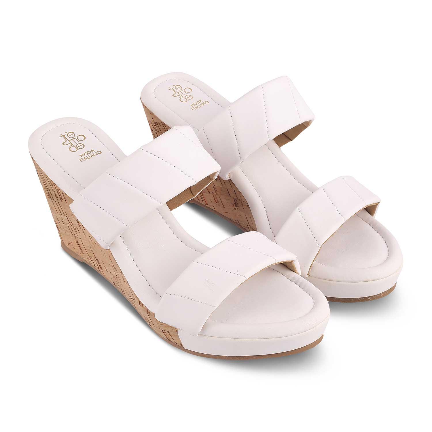 The Hacks White Women's Dress Wedge Sandals Tresmode - Tresmode