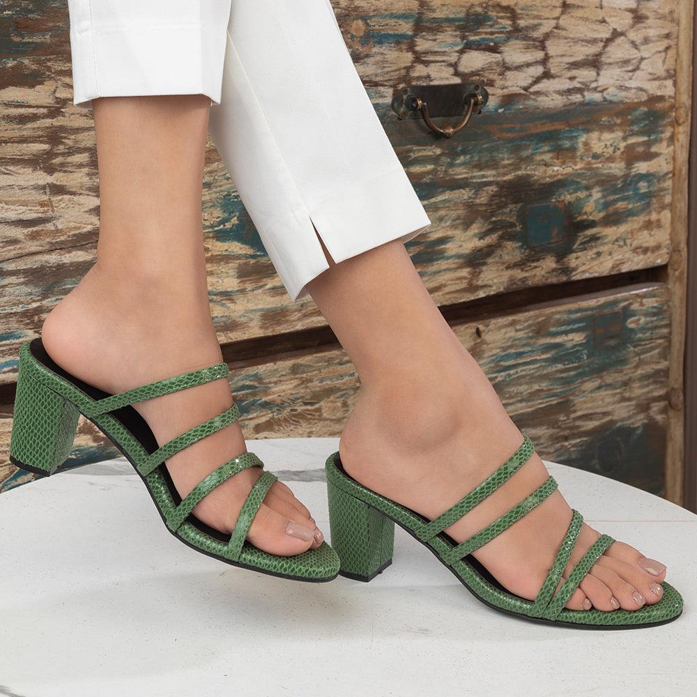 The Imulate Green Women's Dress Block Heel Sandals Tresmode - Tresmode