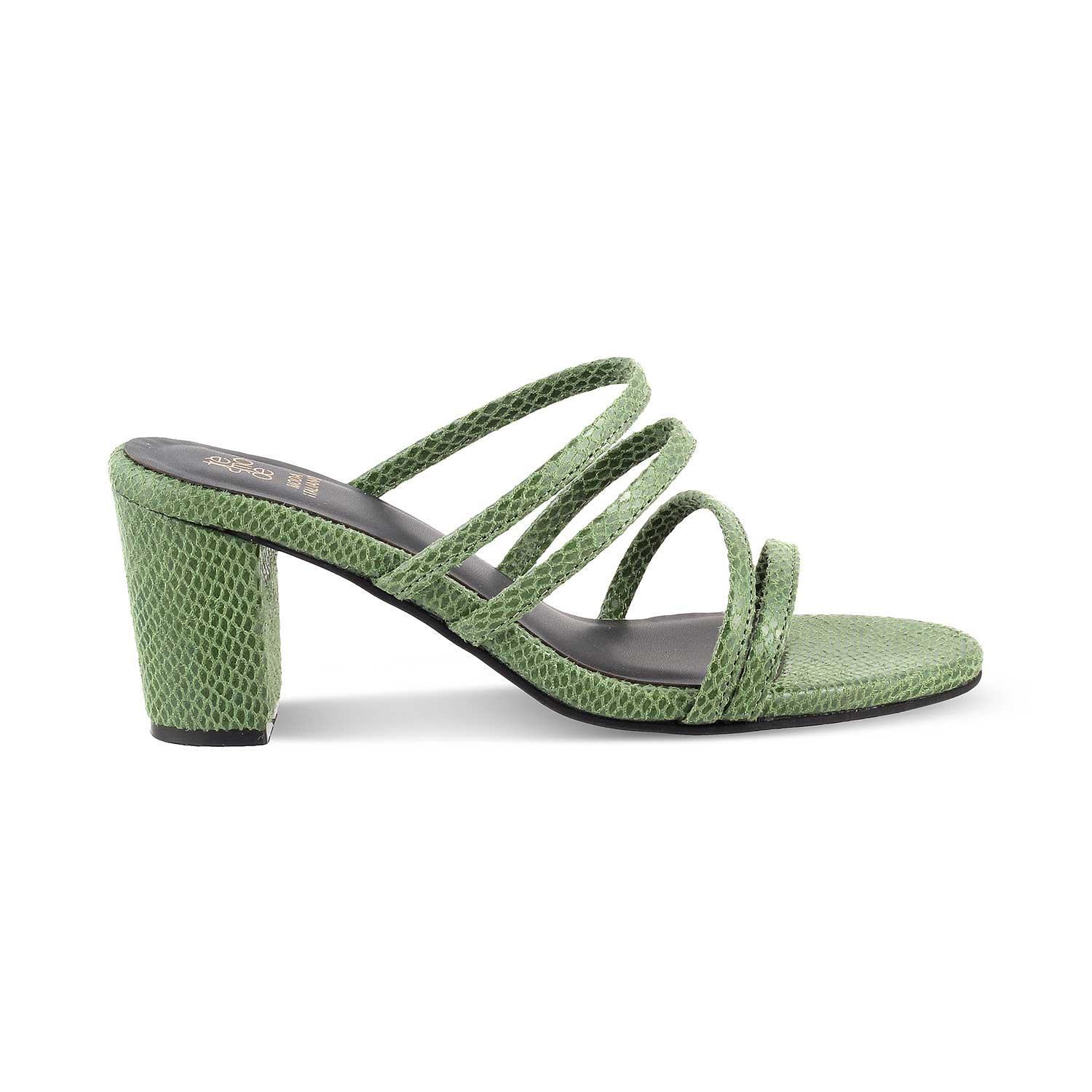 The Imulate Green Women's Dress Block Heel Sandals Tresmode - Tresmode