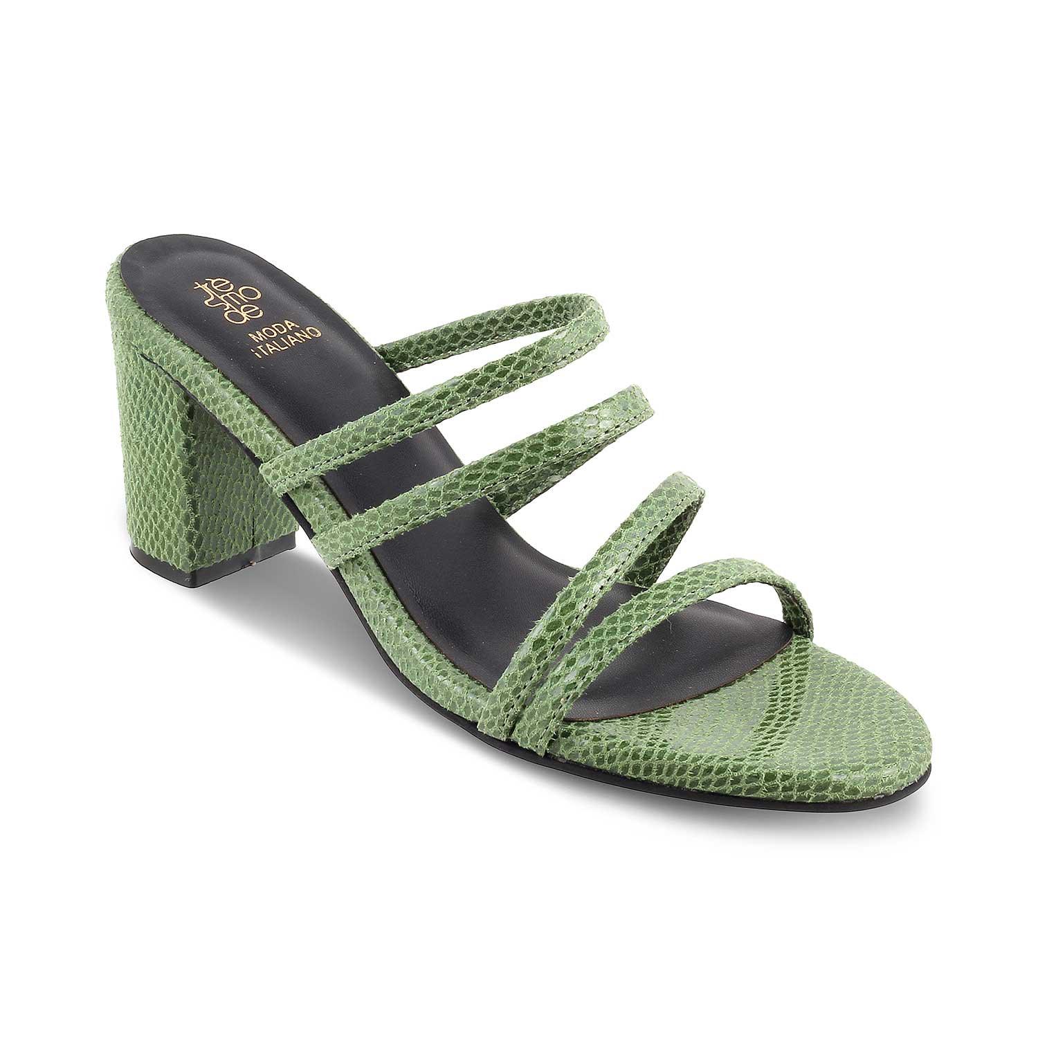 The Imulate Green Women's Dress Block Heel Sandals Tresmode - Tresmode