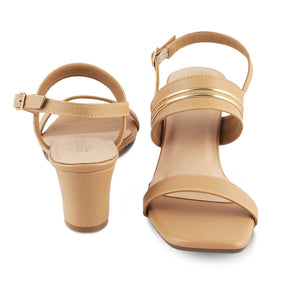 The Jovi Beige Women's Dress Block Heel Sandals Tresmode - Tresmode