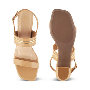 The Jovi Beige Women's Dress Block Heel Sandals Tresmode - Tresmode