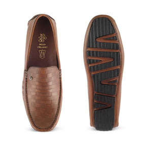 The Kloaf Brown Men's Leather Driving Loafers Tresmode - Tresmode