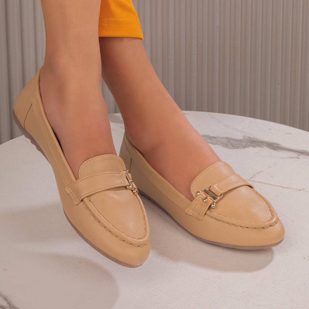 The Lativa Beige Women's Dress Loafers Tresmode - Tresmode