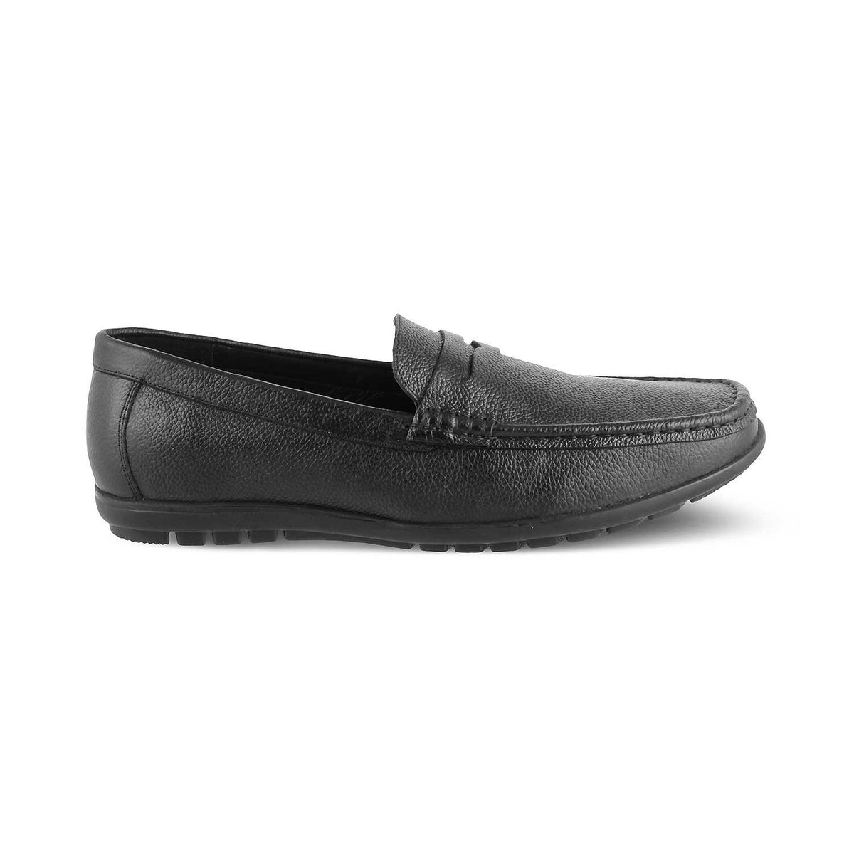 The Lemec Black Men's Leather Penny Loafers Tresmode - Tresmode