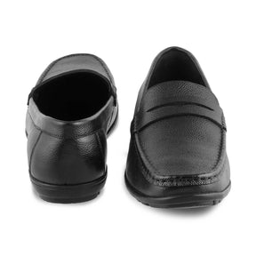 The Lemec Black Men's Leather Penny Loafers Tresmode - Tresmode