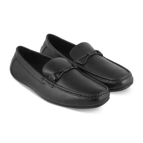 The Levent Black Men's Leather Driving Loafers Tresmode - Tresmode