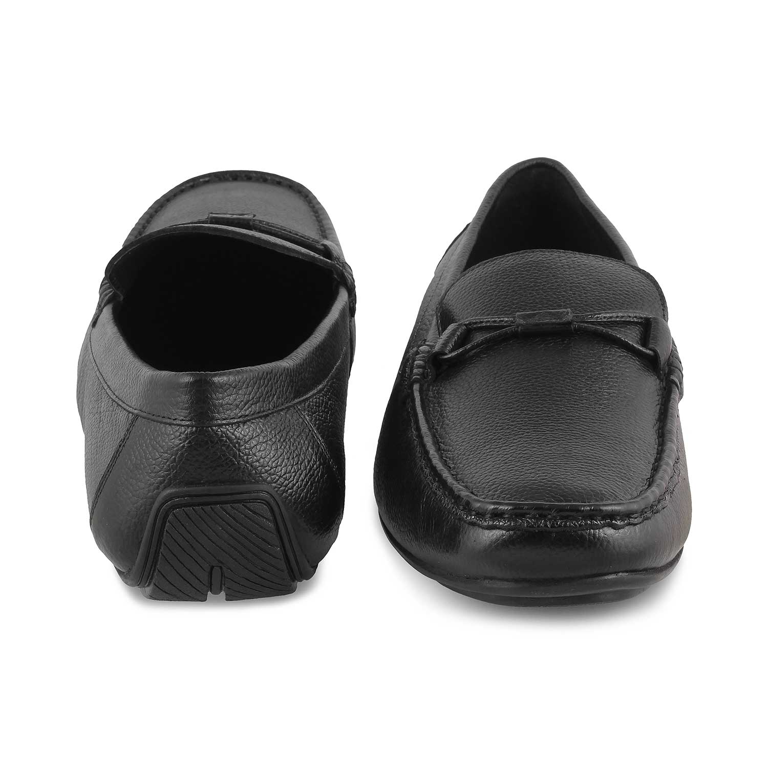 The Levent Black Men's Leather Driving Loafers Tresmode - Tresmode