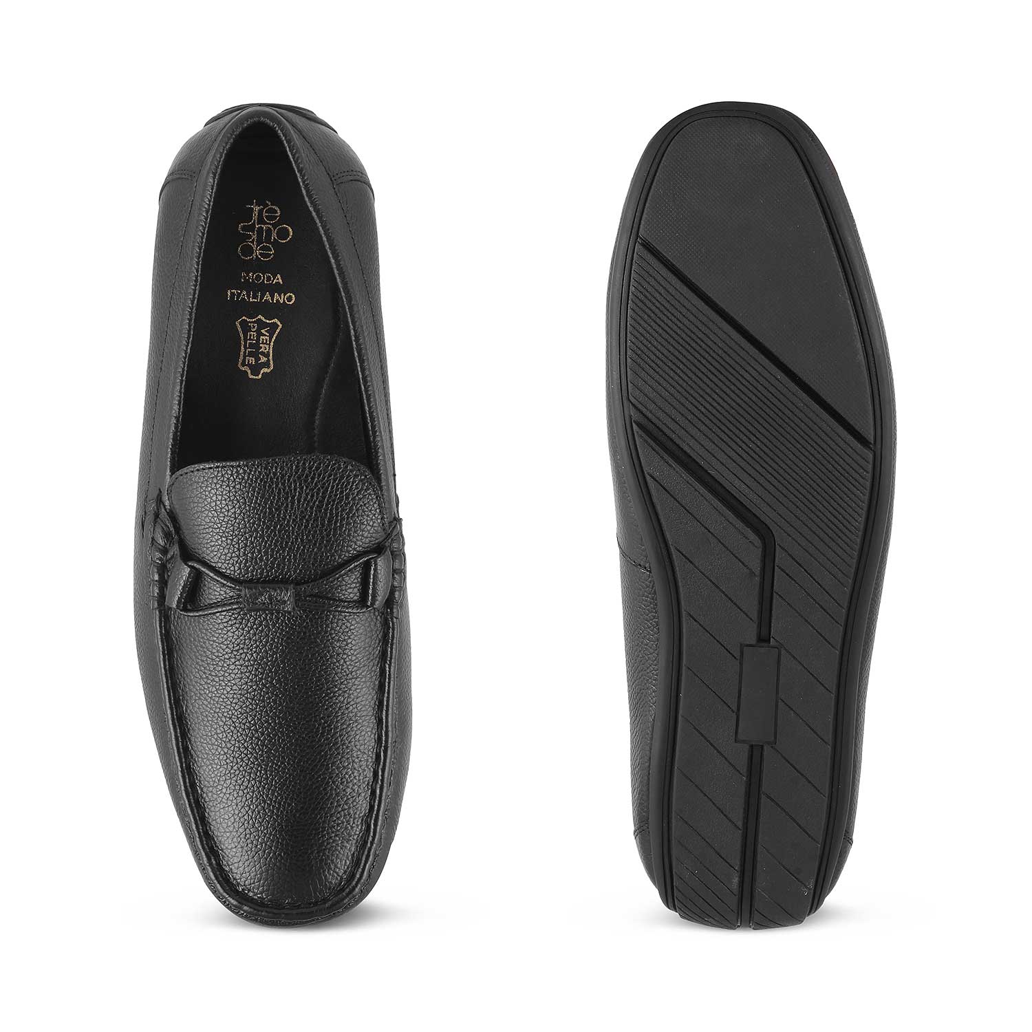 The Levent Black Men's Leather Driving Loafers Tresmode - Tresmode