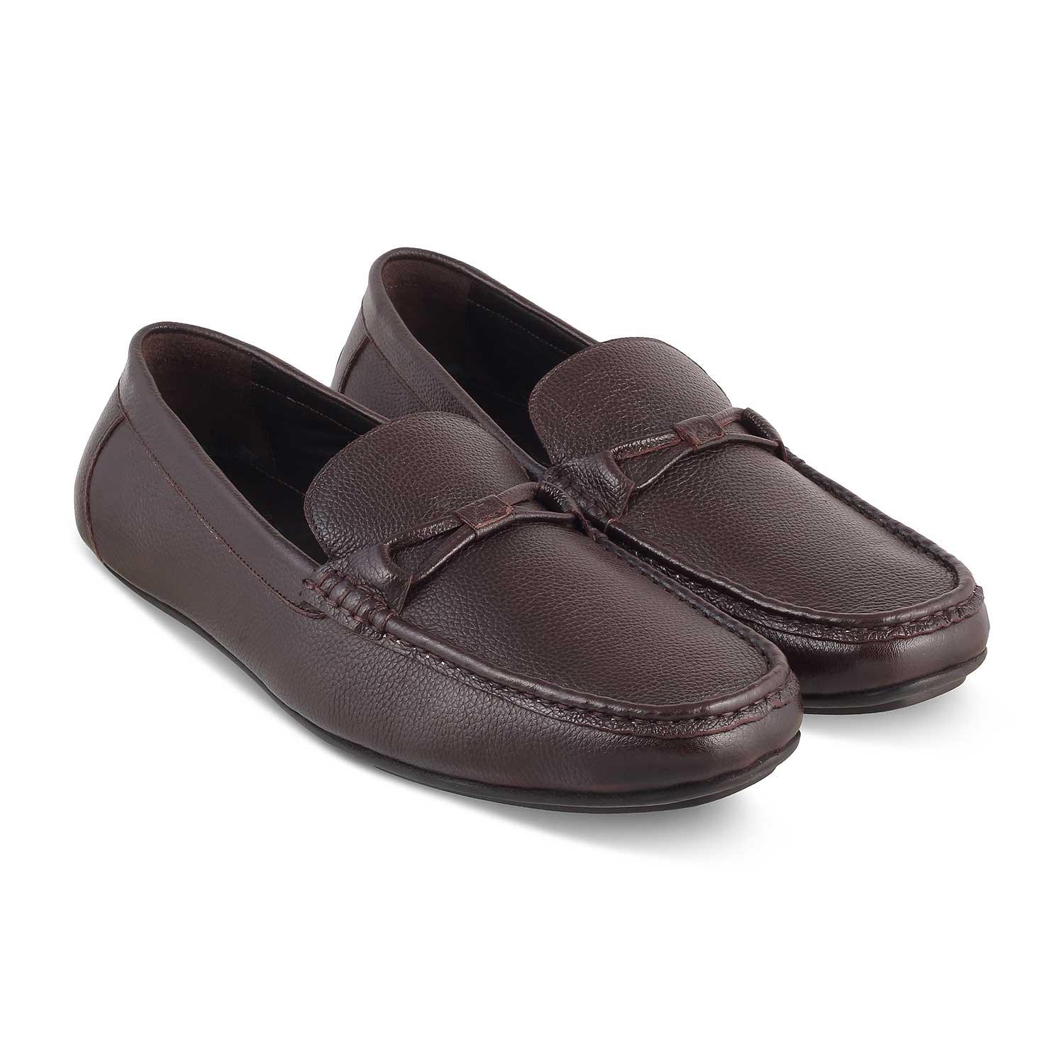 The Levent Brown Men's Leather Driving Loafers Tresmode - Tresmode