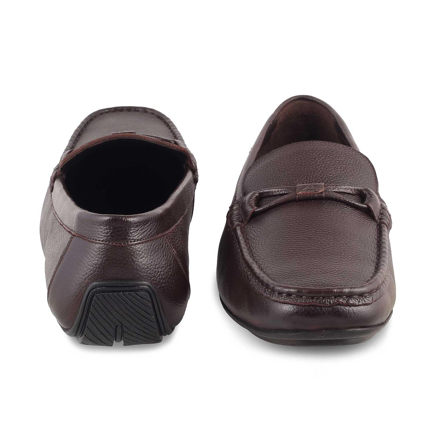 The Levent Brown Men's Leather Driving Loafers Tresmode - Tresmode