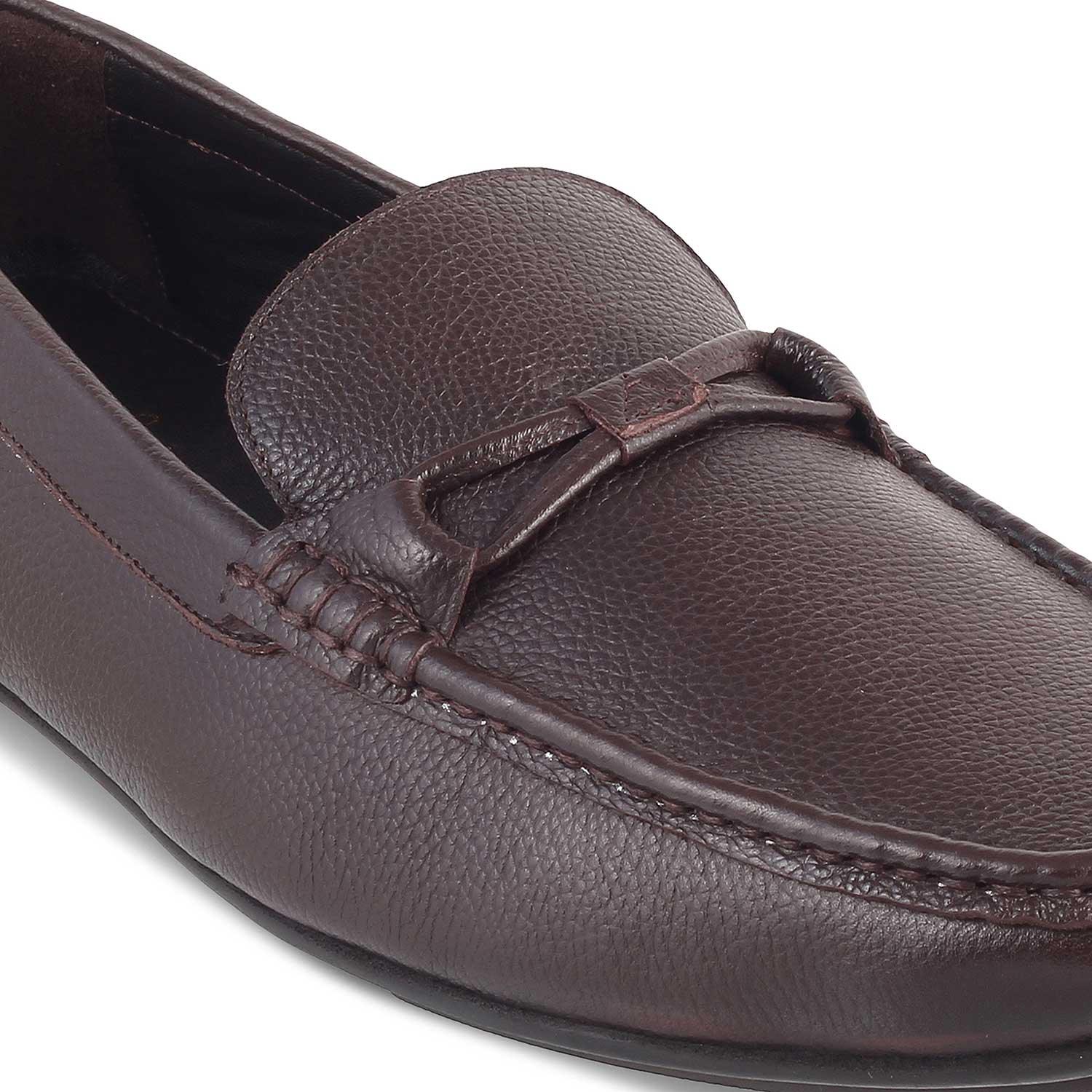 The Levent Brown Men's Leather Driving Loafers Tresmode - Tresmode