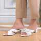 The Lisburn White Women's Dress Block Heel Sandals Tresmode