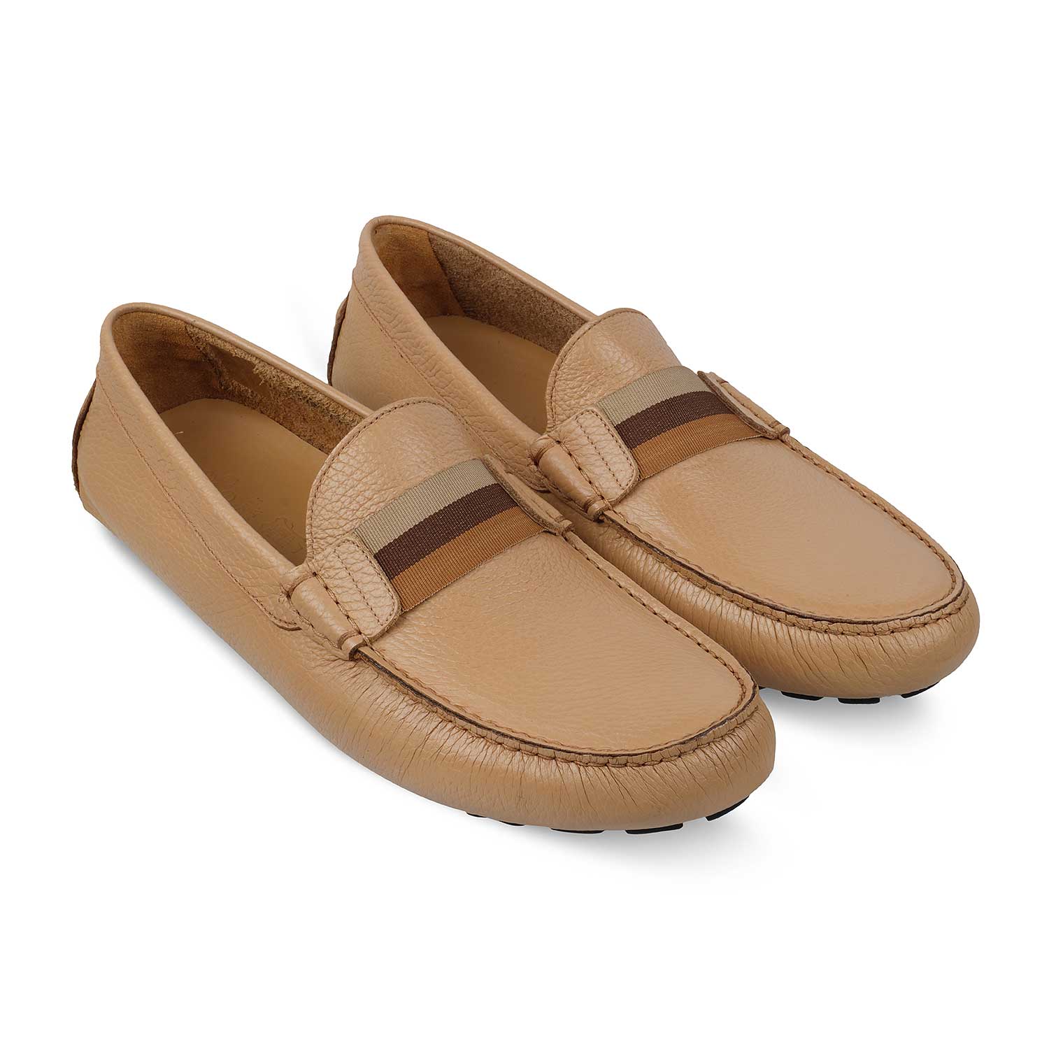 The Macario Beige Men's Handcrafted Leather Driving Loafers Tresmode - Tresmode