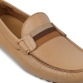 The Macario Beige Men's Handcrafted Leather Driving Loafers Tresmode - Tresmode