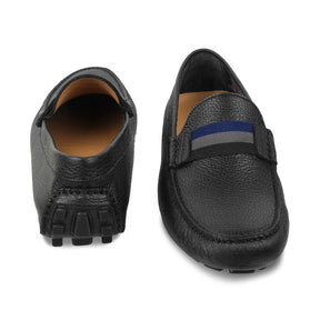 The Macario Black Men's Handcrafted Leather Driving Loafers Tresmode - Tresmode