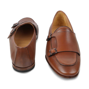 The Maccabeo Brown Men's Handcrafted Double Monk Shoes Tresmode - Tresmode