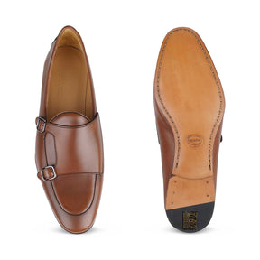 The Maccabeo Brown Men's Handcrafted Double Monk Shoes Tresmode - Tresmode