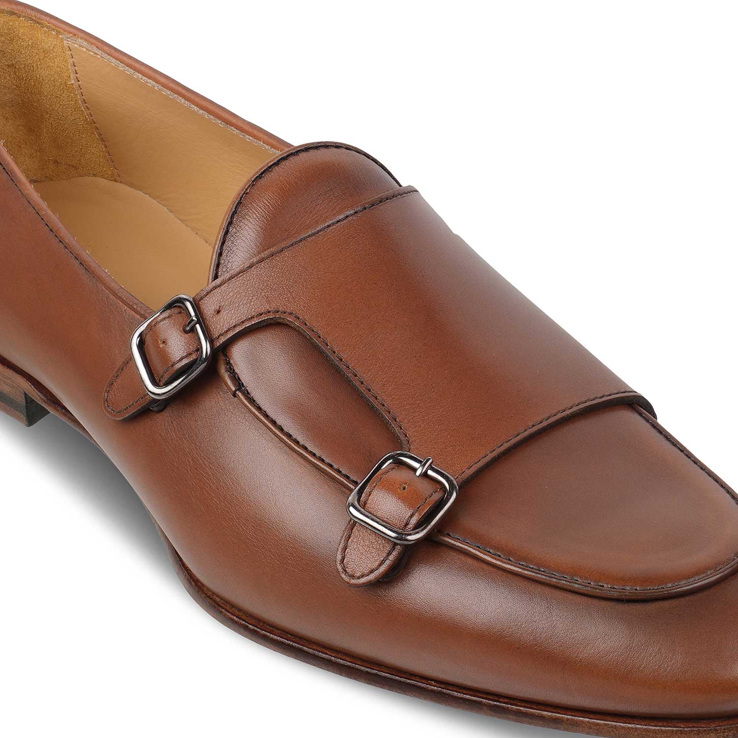 The Maccabeo Brown Men's Handcrafted Double Monk Shoes Tresmode - Tresmode