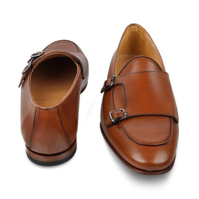 The Maccabeo Tan Men's Handcrafted Double Monk Shoes Tresmode - Tresmode