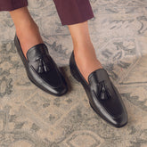 The Maffeo Black Men's Handcrafted Leather Loafers Tresmode - Tresmode