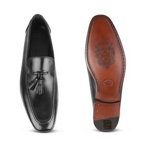 The Maffeo Black Men's Handcrafted Leather Loafers Tresmode - Tresmode