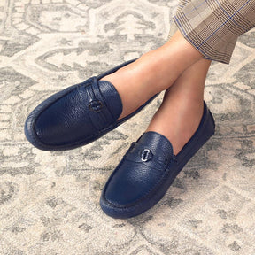 The Maiorico Blue Men's Handcrafted Leather Driving Loafers Tresmode - Tresmode