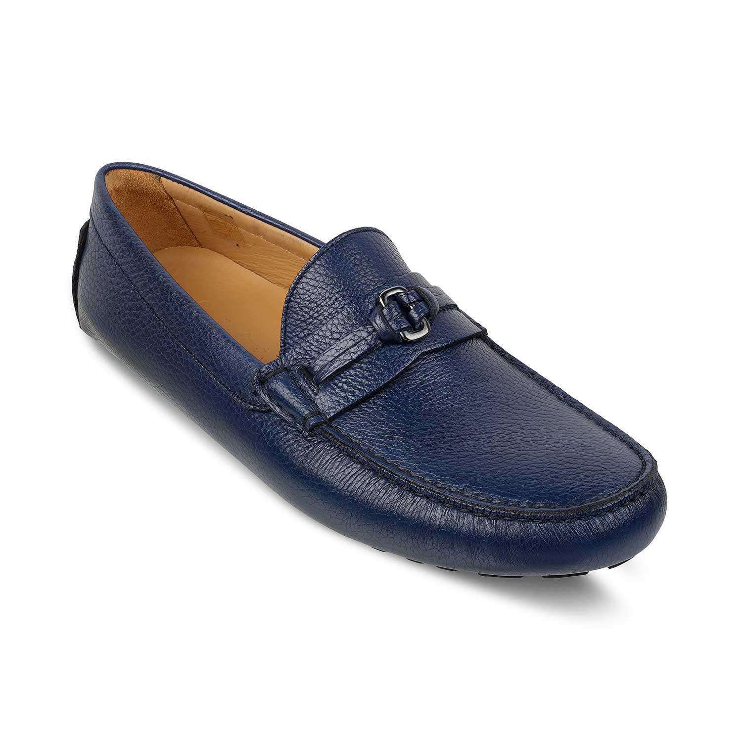 The Maiorico Blue Men's Handcrafted Leather Driving Loafers Tresmode - Tresmode