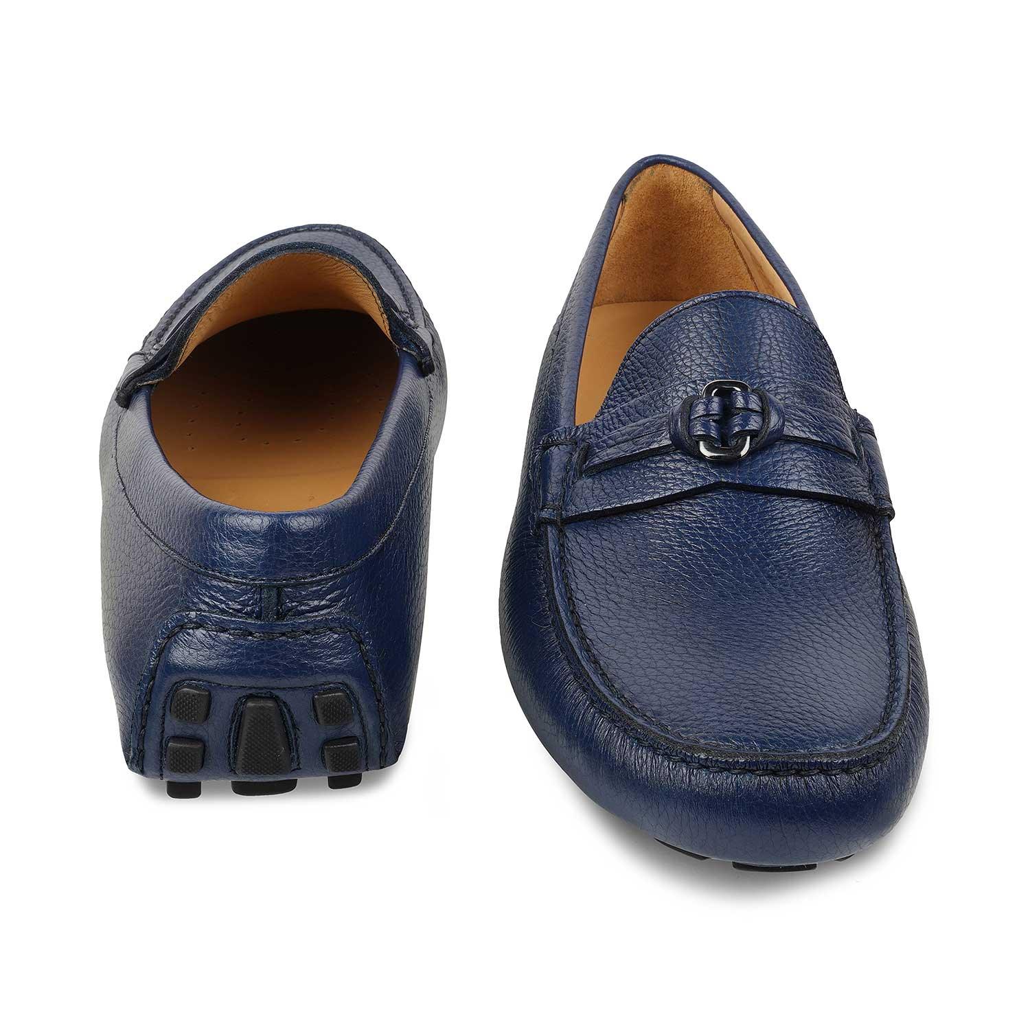 The Maiorico Blue Men's Handcrafted Leather Driving Loafers Tresmode - Tresmode