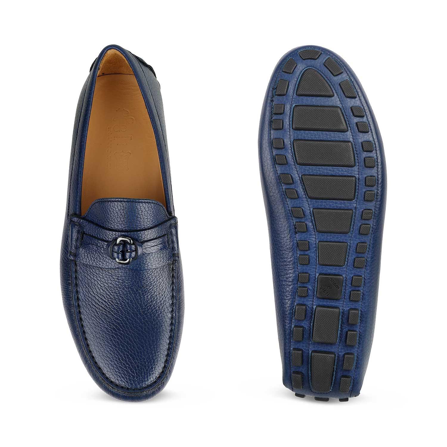 The Maiorico Blue Men's Handcrafted Leather Driving Loafers Tresmode - Tresmode