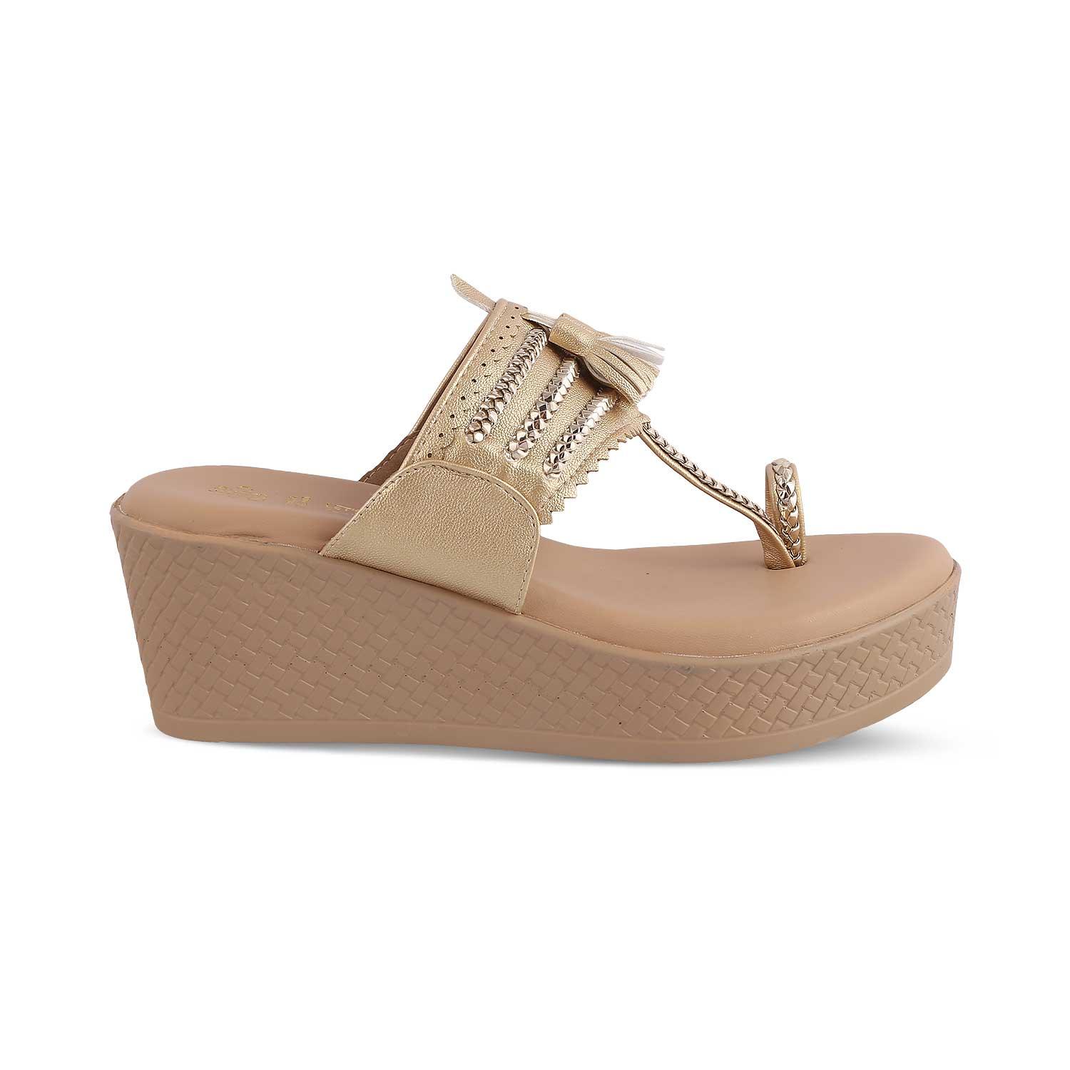 The Makol Gold Women's Dress Wedge Sandals Tresmode - Tresmode