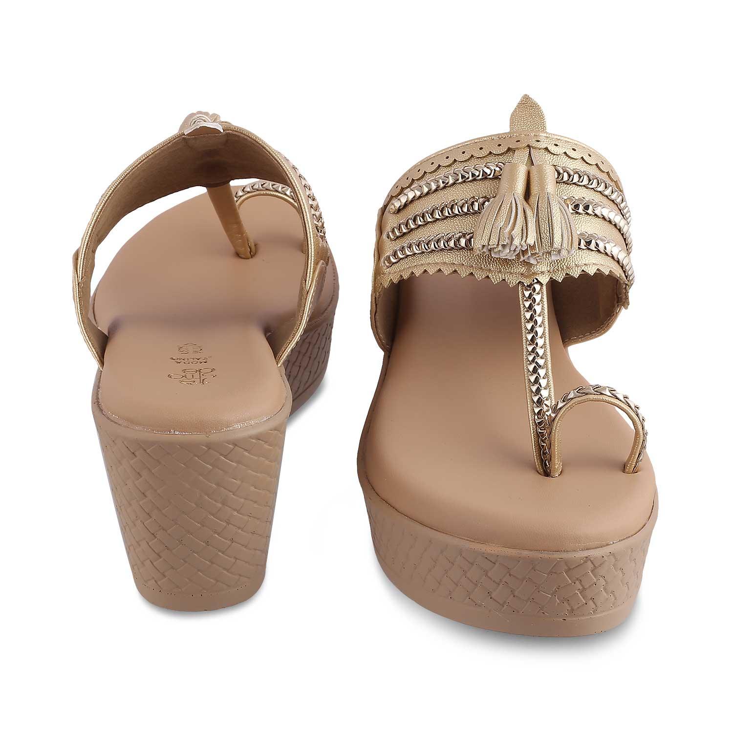 The Makol Gold Women's Dress Wedge Sandals Tresmode - Tresmode