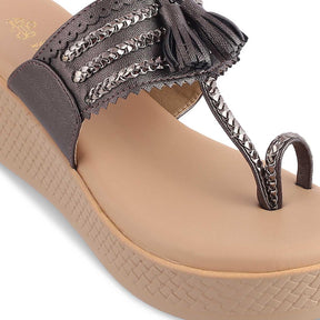 The Makol Pewter Women's Dress Wedge Sandals Tresmode - Tresmode