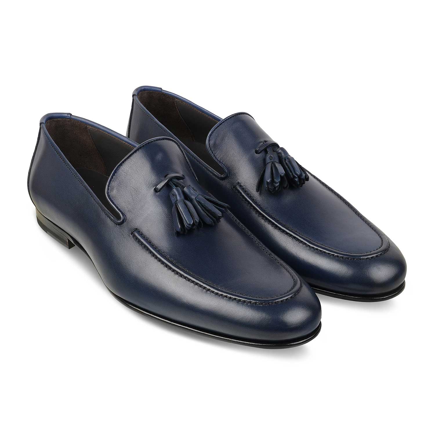 The Mancio Blue Men's Handcrafted Leather Loafers Tresmode - Tresmode